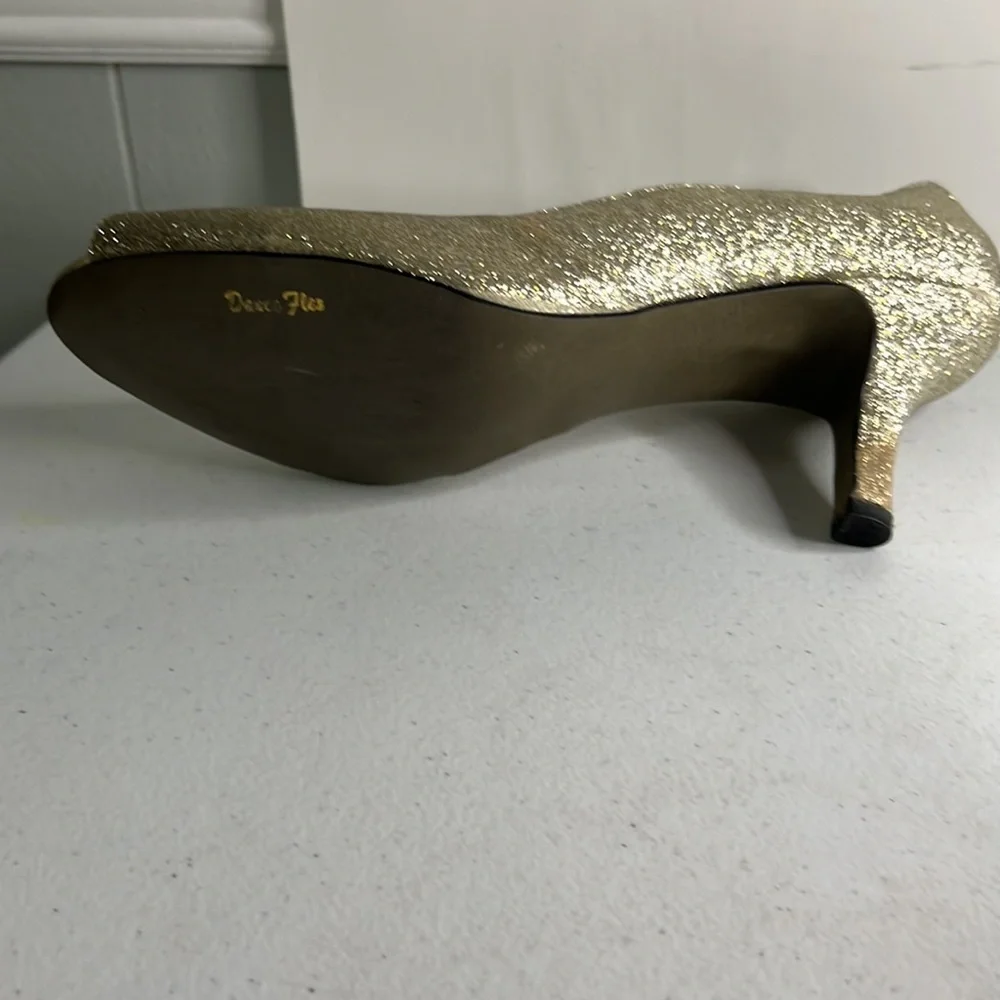 Gold Sparkle Peep Toe heels pumps for women Easy Street 12M